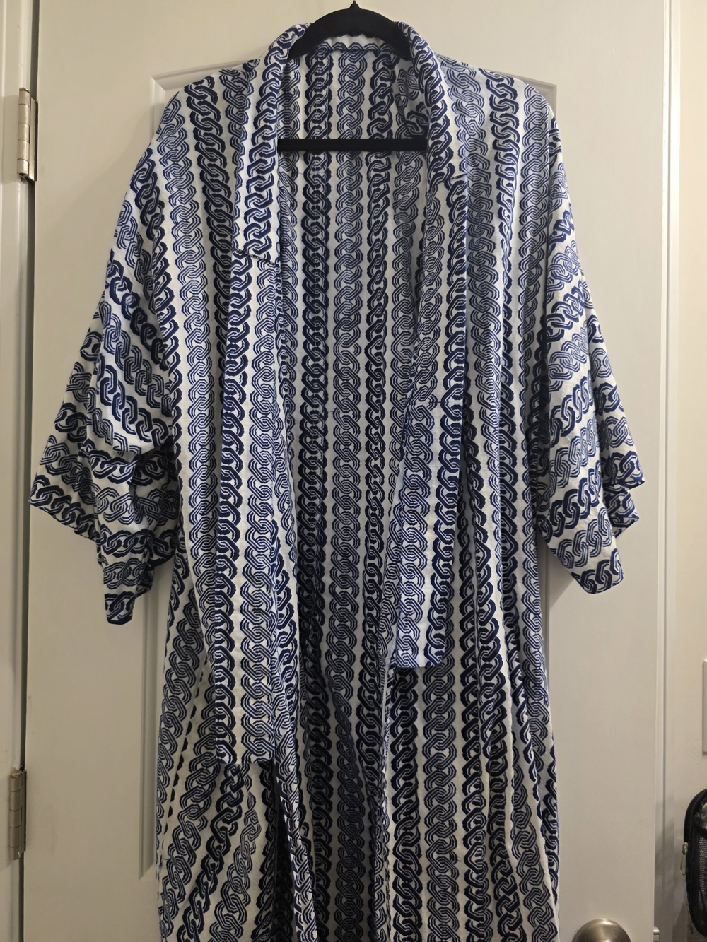 Blue & White Patterned Women's Kimono